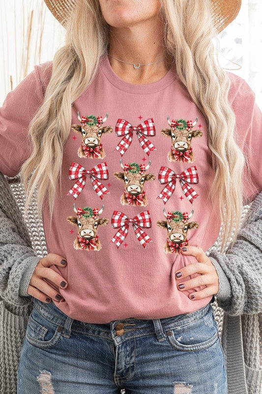 Christmas Highland Cow Graphic Tee