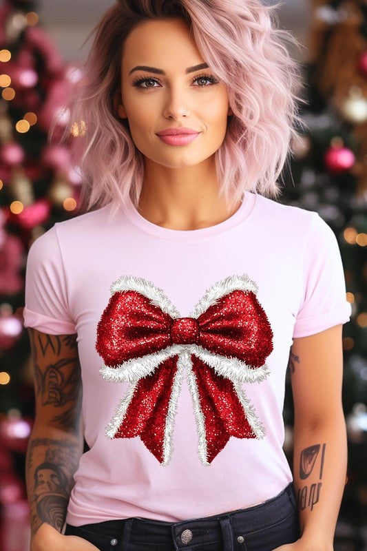 Christmas Santa Bow Graphic Tee