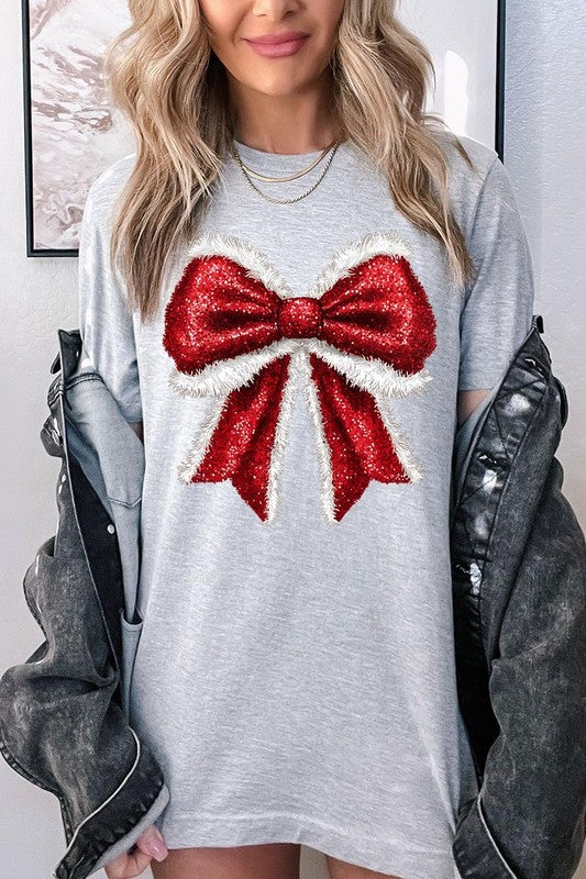 Christmas Santa Bow Graphic Tee