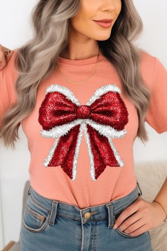 Christmas Santa Bow Graphic Tee