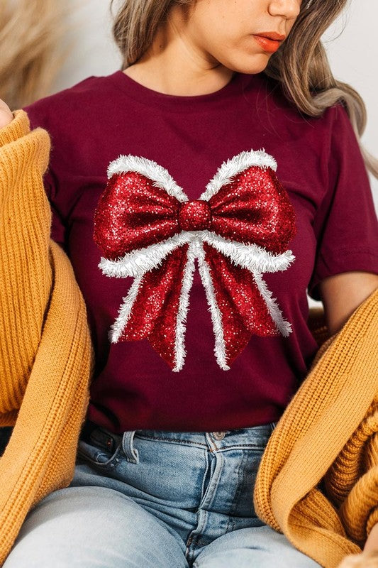 Christmas Santa Bow Graphic Tee