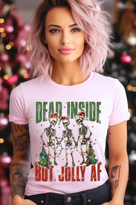 Dead Inside But Jolly AF Skeleton Graphic Tee