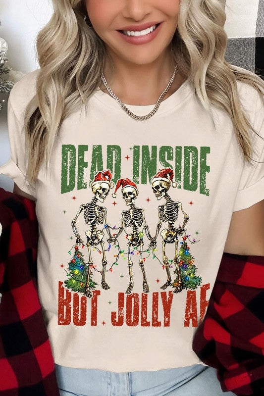 Dead Inside But Jolly AF Skeleton Graphic Tee