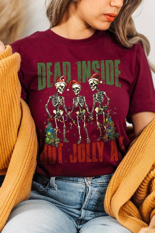 Dead Inside But Jolly AF Skeleton Graphic Tee