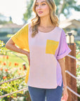 Hailey & Co Full Size Color Block Short Sleeve Top