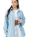 Women's Fashion Oversized Denim Shirt by Claude