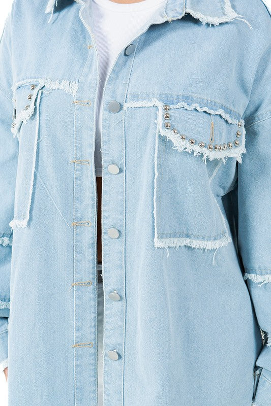 Women&#39;s Fashion Oversized Denim Shirt by Claude