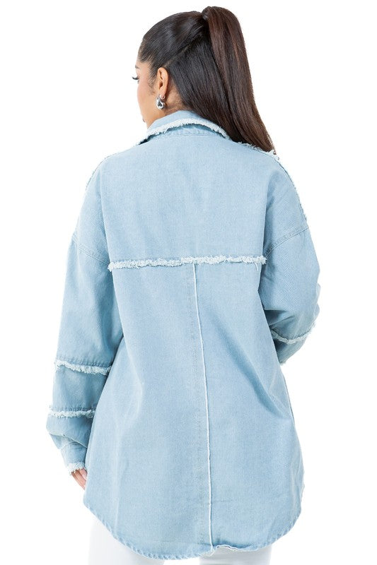 Women&#39;s Fashion Oversized Denim Shirt by Claude