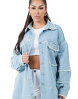 Women's Fashion Oversized Denim Shirt by Claude