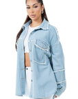 Women's Fashion Oversized Denim Shirt by Claude