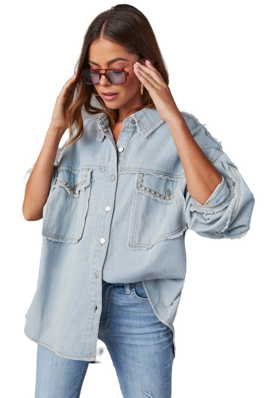 Women&#39;s Fashion Oversized Denim Shirt by Claude