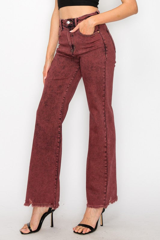 Artemis Tummy Control Burgundy High Rise Flare Jeans