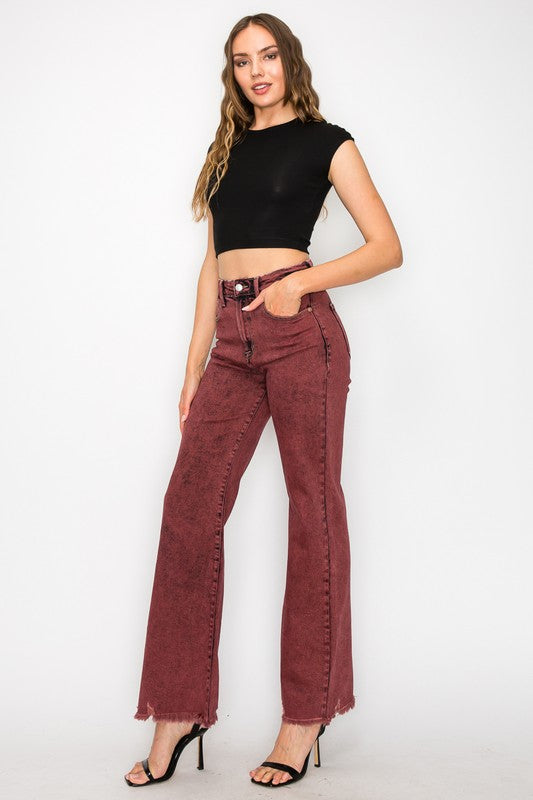 Artemis Tummy Control Burgundy High Rise Flare Jeans