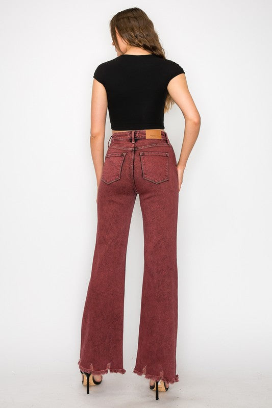 Artemis Tummy Control Burgundy High Rise Flare Jeans