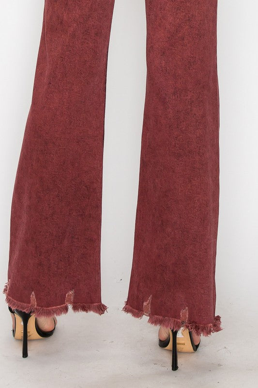 Artemis Tummy Control Burgundy High Rise Flare Jeans