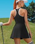 Bra V Neck Racerback Tennis Dresses with Shorts