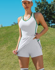 Bra V Neck Racerback Tennis Dresses with Shorts