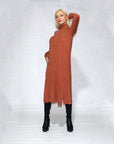 Turtle Neck Dress Long Sleeve with Side Slits