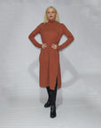 Turtle Neck Dress Long Sleeve with Side Slits