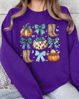 Turquoise Bow Western Fall Fleece Sweatshirts