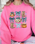 Turquoise Bow Western Fall Fleece Sweatshirts