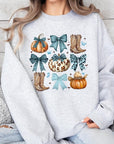 Turquoise Bow Western Fall Fleece Sweatshirts