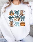 Turquoise Bow Western Fall Fleece Sweatshirts