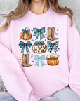 Turquoise Bow Western Fall Fleece Sweatshirts