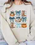 Turquoise Bow Western Fall Fleece Sweatshirts