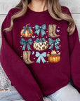 Turquoise Bow Western Fall Fleece Sweatshirts