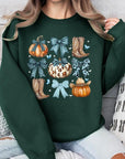 Turquoise Bow Western Fall Fleece Sweatshirts