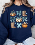 Turquoise Bow Western Fall Fleece Sweatshirts