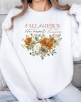 Fall For Jesus He Never Leaves Fleece Sweatshirts