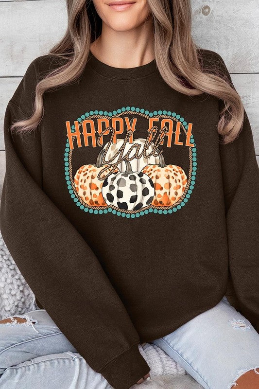 Happy Fall Y&#39;all Graphic Fleece Sweatshirts