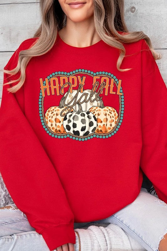 Happy Fall Y&#39;all Graphic Fleece Sweatshirts