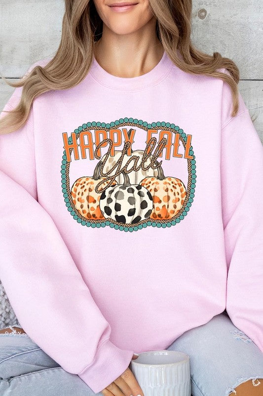 Happy Fall Y&#39;all Graphic Fleece Sweatshirts