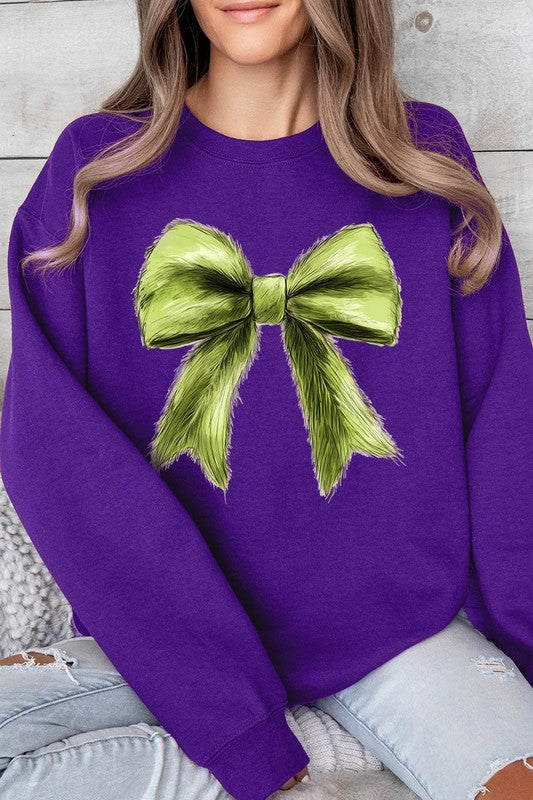 Grinchmas Coquette Bow Graphic Fleece Sweatshirts