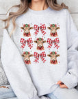 Christmas Highland Cow Graphic Fleece Sweatshirts