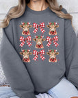 Christmas Highland Cow Graphic Fleece Sweatshirts