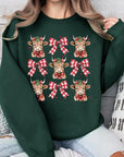 Christmas Highland Cow Graphic Fleece Sweatshirts