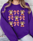 Christmas Highland Cow Graphic Fleece Sweatshirts