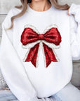 Christmas Santa Bow Graphic Fleece Sweatshirts