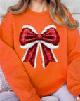 Christmas Santa Bow Graphic Fleece Sweatshirts