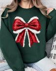 Christmas Santa Bow Graphic Fleece Sweatshirts