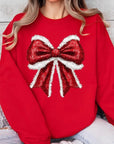 Christmas Santa Bow Graphic Fleece Sweatshirts