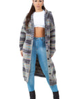 Women's Fashion Plaid Sweater Cardigan by Claude