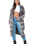 Women's Fashion Plaid Sweater Cardigan by Claude