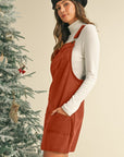 Corduroy Front Pockets Overall Dress