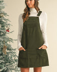 Corduroy Front Pockets Overall Dress