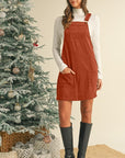 Corduroy Front Pockets Overall Dress